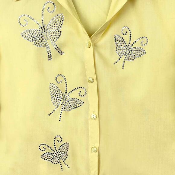 Tia Designs Rhinestone Butterfly Top Size Small - Picture 3 of 4